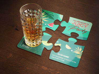 Logo trade promotional items picture of: Set of 4 PUZZLE glass coasters 1835117